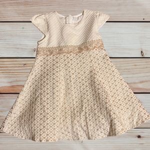 Lilax Gold Off White Dress Little Girls Size 4 Holiday Dressy